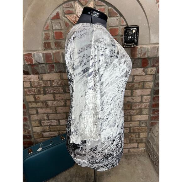 Christopher & banks knit top velour sheer white black - Picture 8 of 11